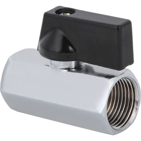 2 Stück Mini-Pneumatik-Kugelhähne aus Messing mit geradem Durchgang, poliert, Doppel-Innengewinde G3/8 Zoll (1/5)
