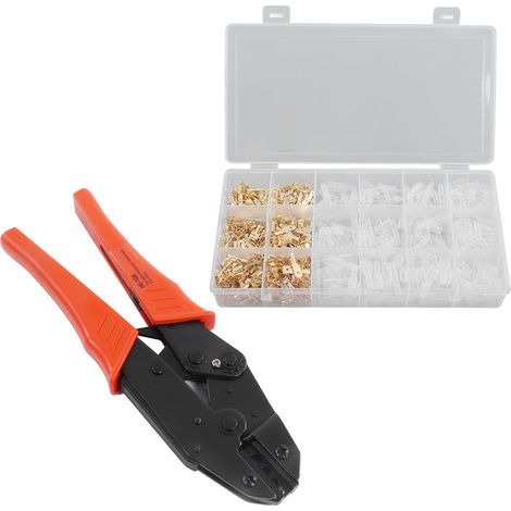 Pince à sertir professionnelle avec 300 connecteurs à cosse, outil de sertissage pour fils 0,5-10mm², kit complet pour câbles électriques (1/5)