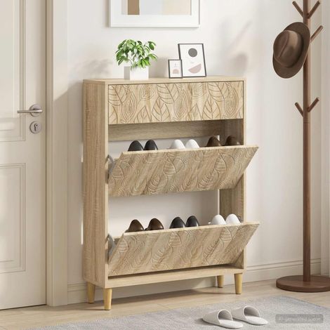 vidaXL Shoe Cabinet DELFT 78 x 24 x 103 cm Engineered Wood Sonoma Oak (1/5)