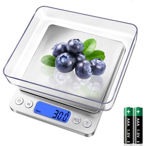 Balance de cuisine numérique, 3 kg/0,1 g, mini balance de cuisine électrique, petit balance alimentaire, balance de precision, acier inoxydable, pour ingrédients, café, small kitchen Scale (1/5)