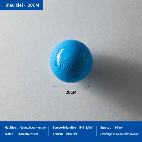 Suspension verre Murano bulle bonbon 20 cm bleu trois couleurs LED 25 × 25 × 25 cm 1,5 kg – Livraison gratuite