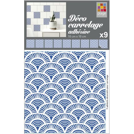 Sticker Carrelage Écailles Bleu - 10x10cm - Moderne & Facile à Appliquer (1/4)