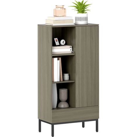 Modernes Sideboard mit Schiebetüren, integrierter Schublade, verstellbaren Einlegeböden und anthrazitgrauer Oberfläche