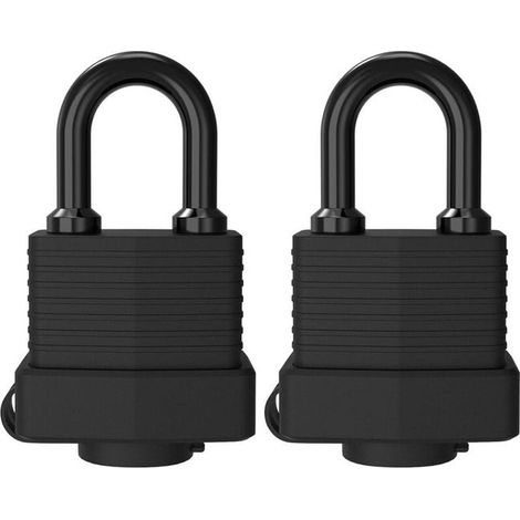 Cadenas en laiton étanche 2 pièces, solide verrou en acier laminé pour extérieur, anti-intempéries, clés avec gaine thermoplastique, jeu de 6 clés (1/5)