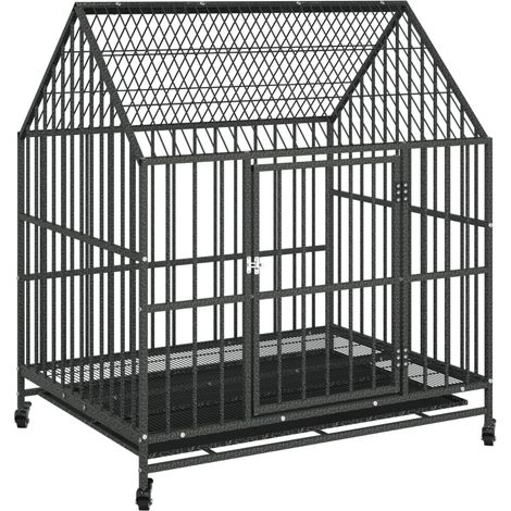Gabbia per cani con ruote in acciaio zincato nero 020041627