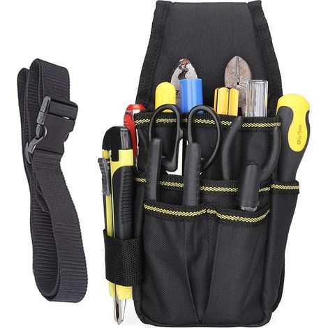 Bolsa para cinturón de herramientas, bolsa para herramientas de ferretería, bolsa de herramientas multifuncional, 15 bolsillos, profesional y compacta, tela Oxford impermeable de doble grosor para ele (1/5)