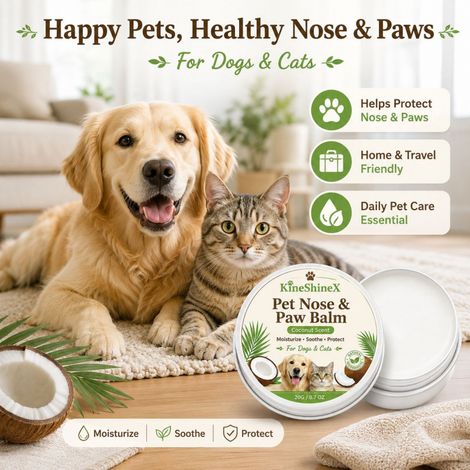 KineShineX Pet Nose and Paw Care Balm, mit Kokosduft, feuchtigkeitsspendend, beruhigend und schützend, geeignet für Katzen und Hunde, hergestellt aus natürlichen Inhaltsstoffen. (1/5)