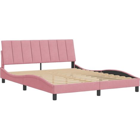 Cadre de lit sans matelas Hanko rose 160x200 cm velours vidaXL (1/5)