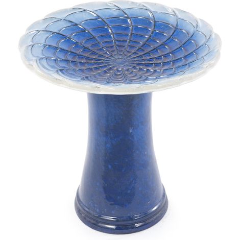 Bain d'oiseaux sur pied en céramique verte Ø43 cm (1/5)