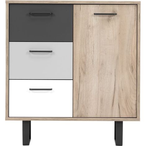 Madia 80x35 cm rovere chiaro e cassetti tricolore - Chioggia