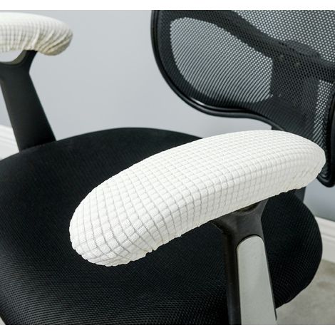 White 1 pair of polyester armrest covers for office chairs - Removable, elastic, washable and waterproof - Black (1/5)