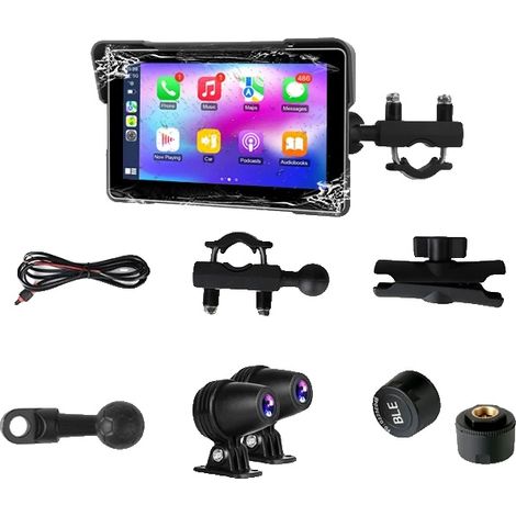 Caméra de tableau de bord de moto, double objectif, design étanche, Aucun, Moto DVR avec TPMS (1/2)