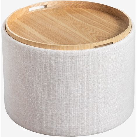Mesa de centro redonda con bandeja y almacenaje tapizada Berkeleni SKLUM         Ø55 cm (1/5)