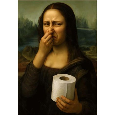 Lguaquanx Poster humour pour salle de bain et WC, 30 x 40cm Poster amusant, avec papier toilette et geste nasal, décoration murale drôle pour toilettes, art mural amusant (1/5)