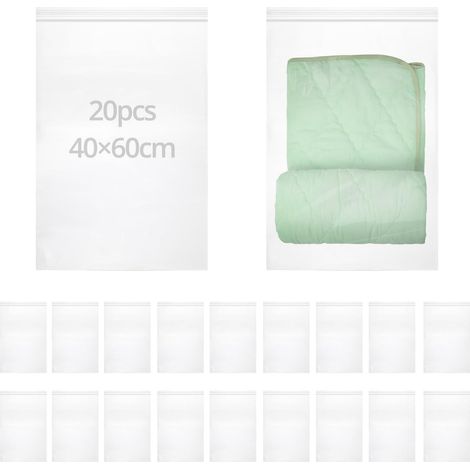 ® 20 Pièce Sacs Refermables, 40 x 60 cm Sacs en Plastique Réutilisables, Sac de Rangement, pour Chaussures, Vêtements, Draps (1/5)