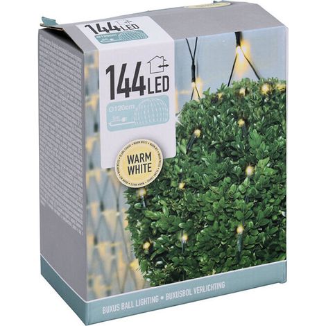 LED Lichterkette für Buchsbaum Kugel mit 144 LED - Ø 120cm - Buchskugel Deko Lichternetz