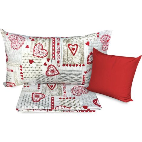 Housse de COUETTE TYROL dis. USSEGLIO de la MONTAGNE rouge avec COUSSIN Meubles Cm. 155X200