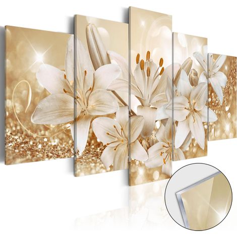 Quadri su vetro acrilico - Golden Bouquet [Glass] - 200x100 (1/4)