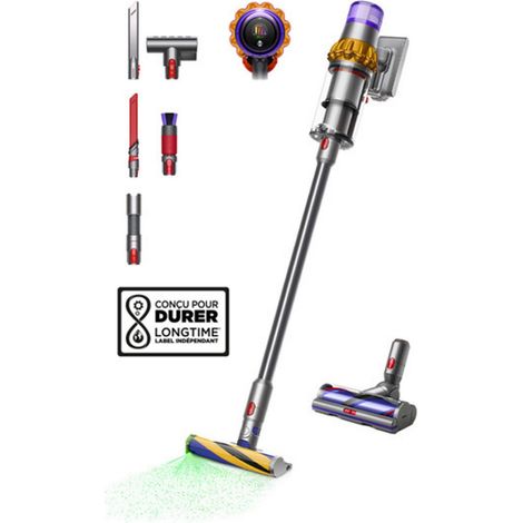Aspirateur sans-fil Dyson V15 Detect™ Absolute + Kit pour nettoyage minutieux (Nickel) (1/5)