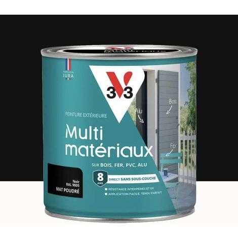Peinture extérieure V33 Multi-matériaux Mat poudré Noir 0,5 L (1/3)