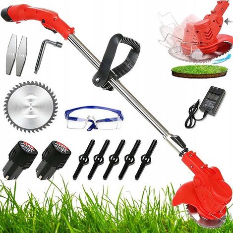Tondeuse à gazon sans fil - Coupe-bordures - 650 W et 12 V 3000 mAh - Télescopique 90-120 cm - 3 lames - Pour jardin et pelouse - Accessoires inclus (1/5)