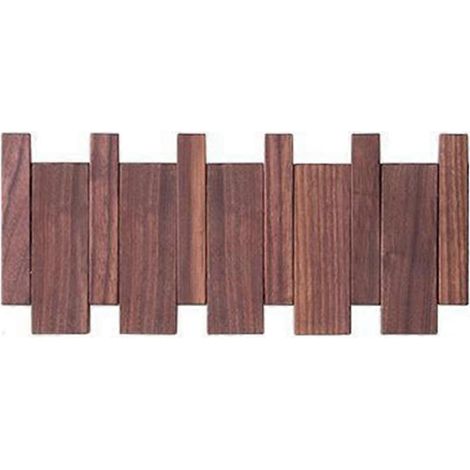 Porte-manteau mural en bois massif, crochet pour vêtements, patère de porte, porte-manteau décoratif, couleur noyer, 4 crochets (1/5)