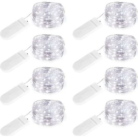 Battery Operated Mini String Lights (Included), Ip65 Waterproof, Cool White, 2m 20 Leds Silver Wire, LED Mini String Lights, Christmas Table Wedding P (1/5)