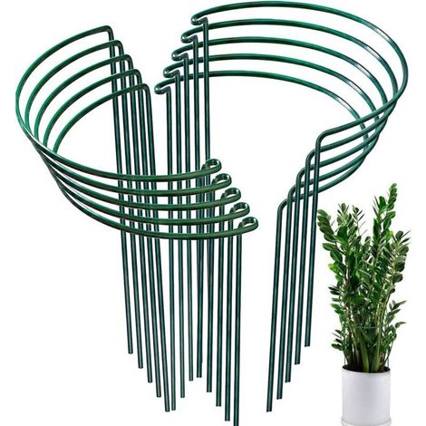 Lot de 10 tuteurs semi-circulaires en acier galvanisé pour hortensias, pivoines et plantes vivaces – 25 cm x 40 cm (1/4)
