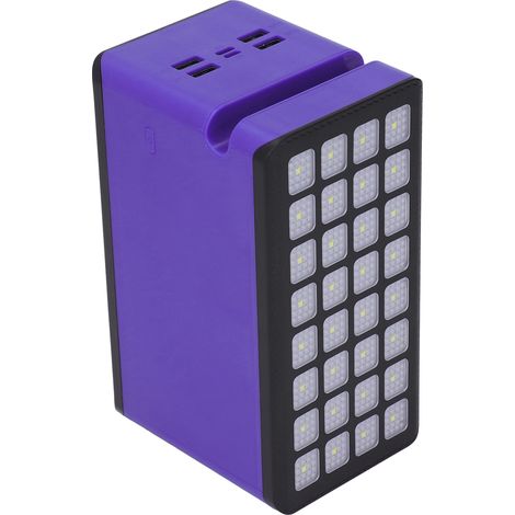 Batterie externe solaire 100 000 mAh, 32 LED, 4 ports USB, chargeur solaire portable pour extérieur, prise US 100-240 V, violet (1/5)