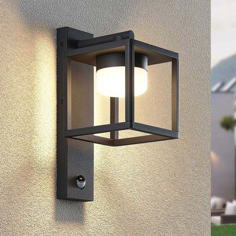 [NEUWERTIG] B-Ware Lucande Außenwandleuchte Timio Downlight mit Bewegungsmelder IP44 dunkelgrau (1/2)