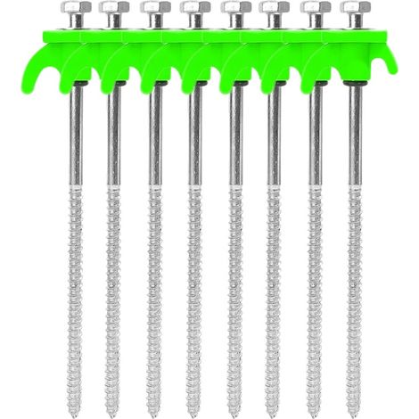 Estacas para tienda de campaña, fabricadas en acero al carbono, ligeras y portátiles, color verde - 8 unidades (1/2)