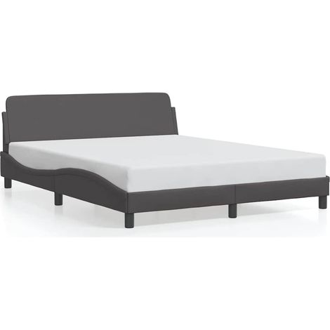 Lit double  Lit adulte  Cadre de lit Dover gris 160x200 cm similicuir