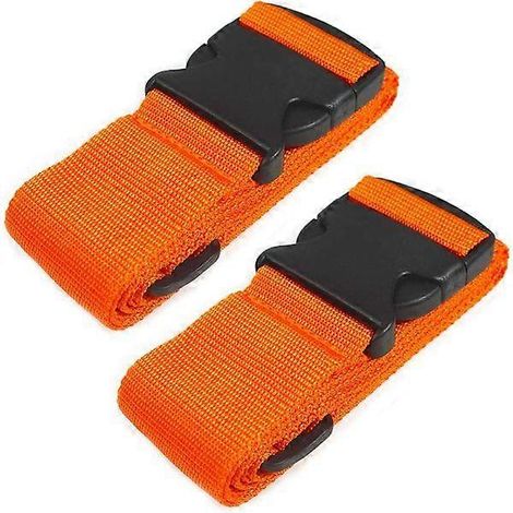 Sangles de bagages robustes pour valises, sangles d'emballage, accessoires de voyage, sangles de sac réglables, lot de 2, orange (1/5)