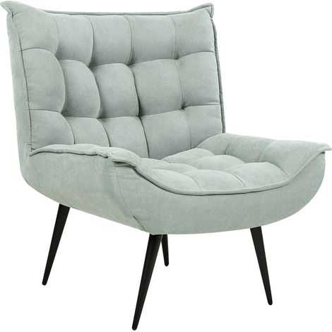Sillón de poliéster verde menta Alvesta sin brazos hierro negro copetudo silla sala de estar (1/5)