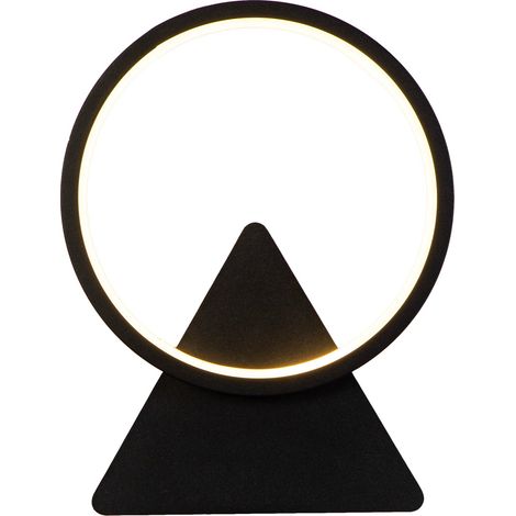 Applique murale intérieure LED 20 x 26 cm, design anneau, 8W 800 lm, blanc chaud 3000K, salon chambre escalier, noir (1/5)