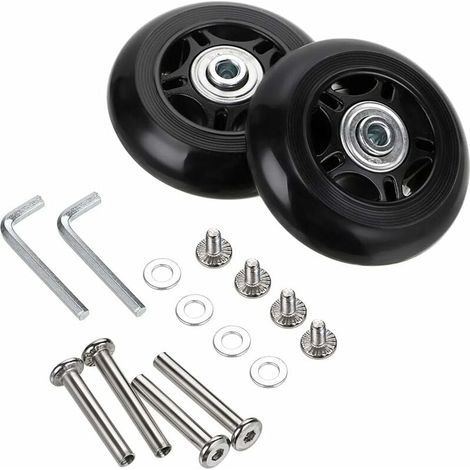 Ruedas de repuesto de 80 mm para maletas, 2 ruedas giratorias de goma, 6 mm de diámetro interior, movimiento suave y silencioso, resistentes al desgaste. (1/5)