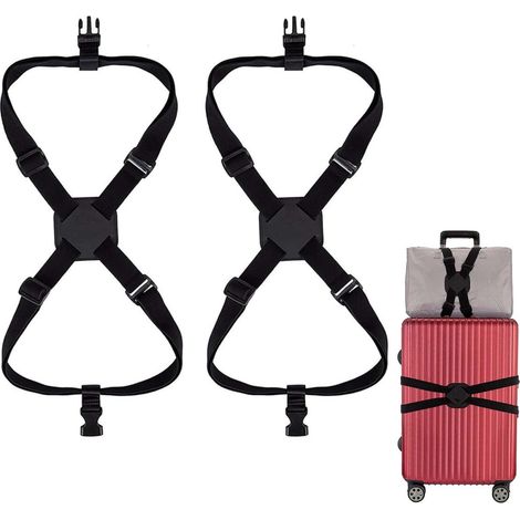 Lot de 2 sangles à bagages - Sangles de valise - Sangle de valise réglable - Sangles pour sac à dos - Sangle élastique - Accessoires de valise multifonctionnels - Longueur réglable de 70 à 240 cm - Po (1/5)