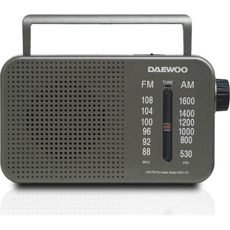 Radio Portátil Daewoo DW1121/con Cable/ a Pilas/ Gris