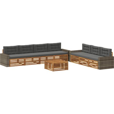 Set di divani da esterno 8 pz Naturale e Antracite Poliestere vidaXL (1/5)