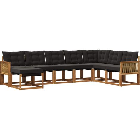 vidaXL Outdoor Sofa Set 8 pcs Natural and Black (1/4)