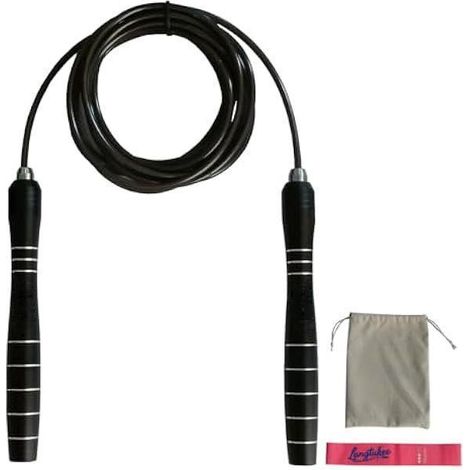 Corde à Sauter - Câble en Acier 4 mm avec Roulements 360° - Poignées en Alliage d'Aluminium Réglables - Pour Entraînement Cardio Boxe MMA HIIT Double Under - 1 Pièce (1/4)