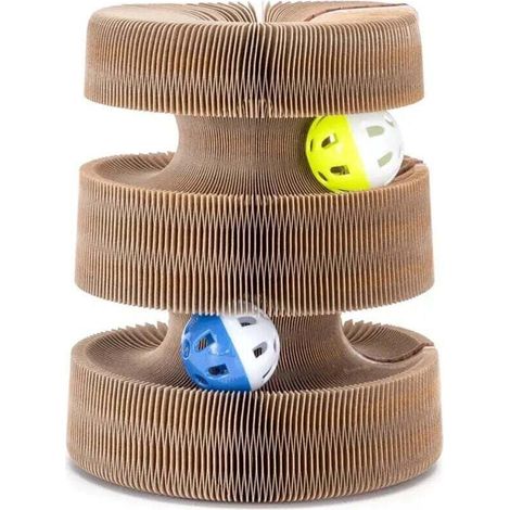 Katzenkratzbaum aus Pappe, 3-in-1, braun