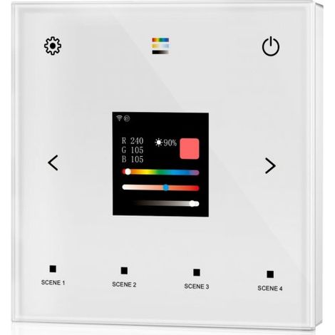Pannello Touch DALI Master WiFi con Display LCD, App Tuya Smart Life, RF 2.4GHz, 4 Scene, Monocolore CCT RGB RGBW RGB+CCT, 86X86mm