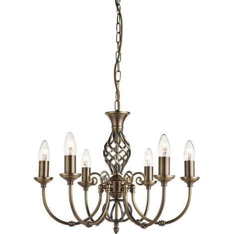 Searchlight Zanzibar - Luminaire suspendu à 6 bras multiples en laiton antique, E14 (1/3)