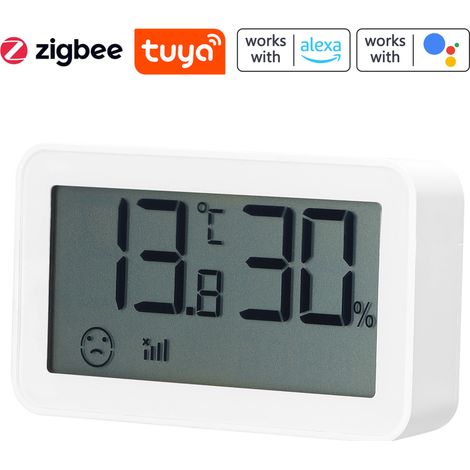 Beyamis Thermomètre hygromètre ZigBee Tuya – précis, indicateur confort, °C/°F, Google Assistant (1/5)