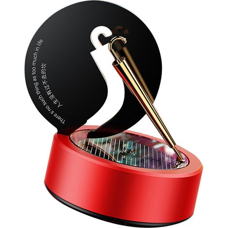 Diffuseur d'arômes solaire rotatif pour voiture, petit format, rouge (parfum océan), idéal pour la décoration et les cadeaux. Contient 1 pastille d'aromathérapie et 1 flacon d'huile essentielle. (1/5)