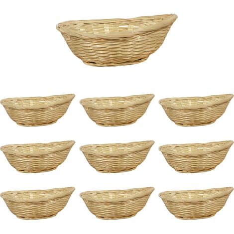 Lot de 10 paniers de présentation tressés en fibre naturelle, 20 x 15,5 x 7 cm