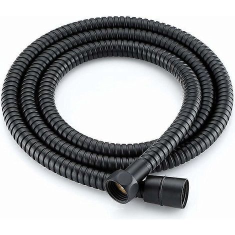 1,5 Meter langer Duschschlauch aus Edelstahl, verdrehsicher, für Handbrause und Duschkopf, schwarz.