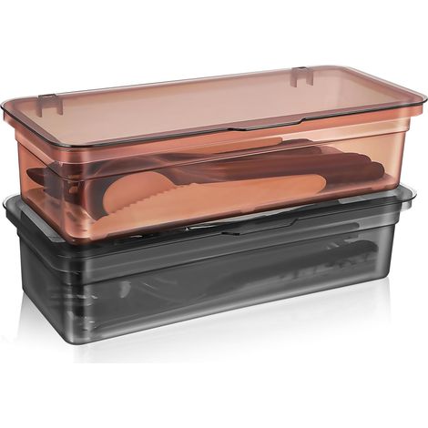 2 Boîte de rangement, couvercle, bac égouttoir, plastique, cuisine (1/5)