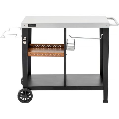 Carro de servicio para barbacoa "Gelia" 117 x 59 cm - Acero inoxidable - Negro (1/4)